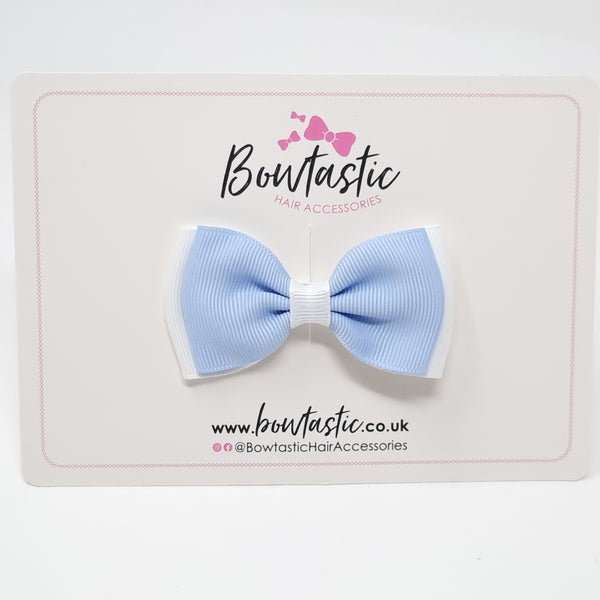 3 Inch Flat Double Bow - Bluebell & White