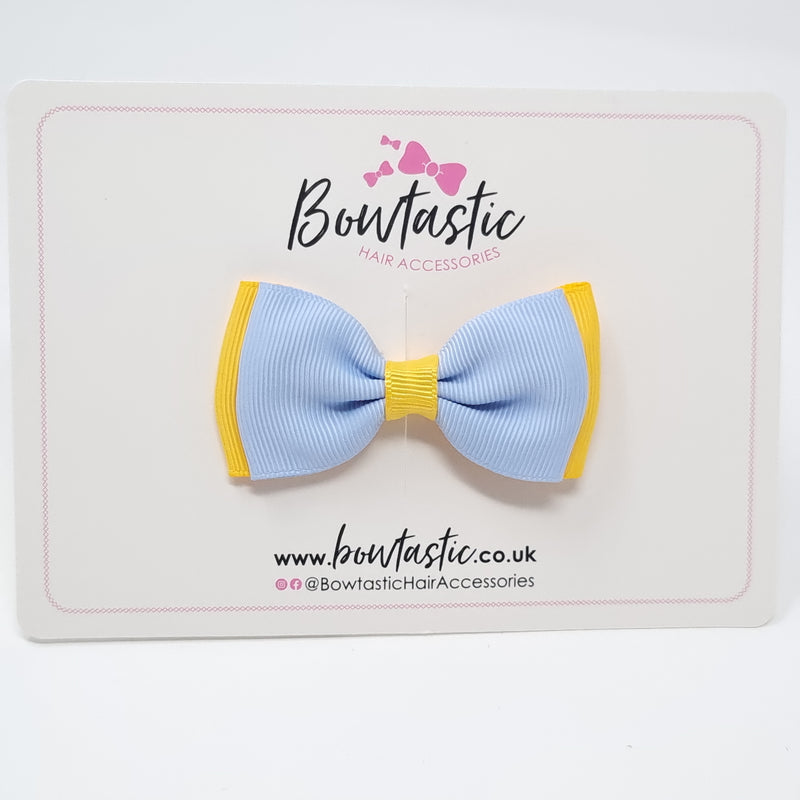 3 Inch Flat Double Bow - Bluebell & Yellow Gold