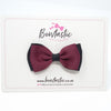3 Inch Flat Double Bow - Burgundy & Black
