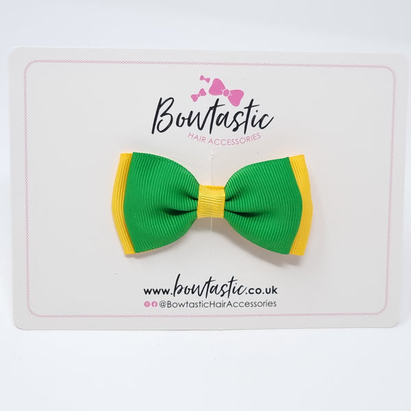 3 Inch Flat Double Bow - Emerald Green & Yellow Gold