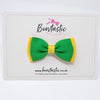 3 Inch Flat Double Bow - Emerald Green & Yellow Gold