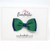 3 Inch Flat Double Bow - Forest Green & Navy