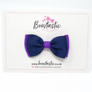 3 Inch Flat Double Bow - Purple & Navy