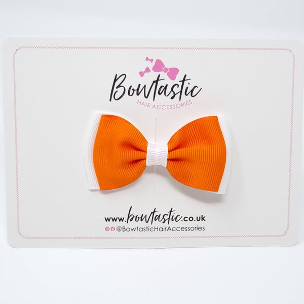 3 Inch Flat Double Bow - Orange & White