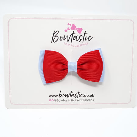 3 Inch Flat Double Bow - Red & Bluebell