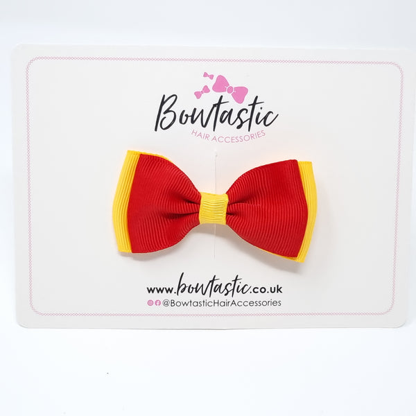 3 Inch Flat Double Bow - Red & Yellow Gold