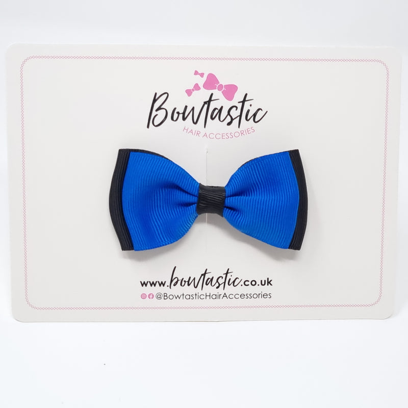 3 Inch Flat Double Bow - Royal Blue & Black