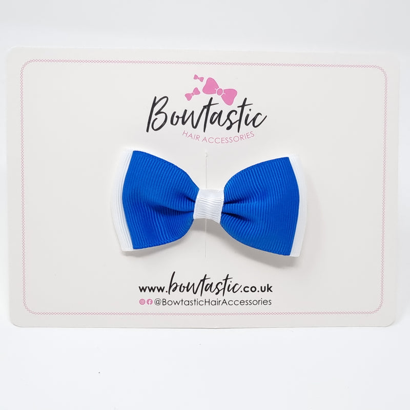 3 Inch Flat Double Bow - Royal Blue & White