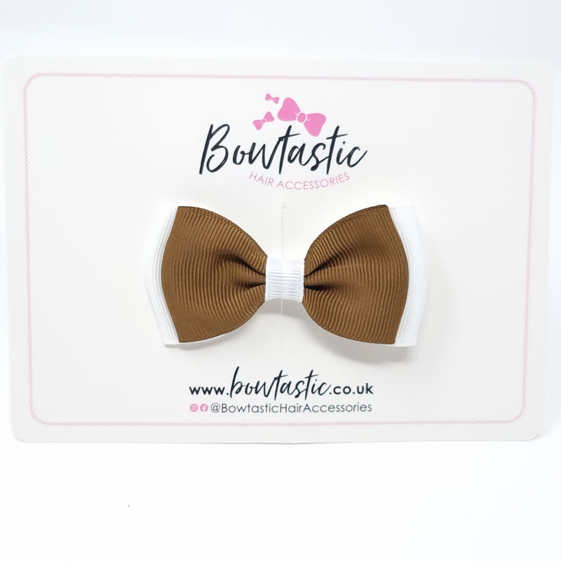 3 Inch Flat Double Bow - Turftan & White