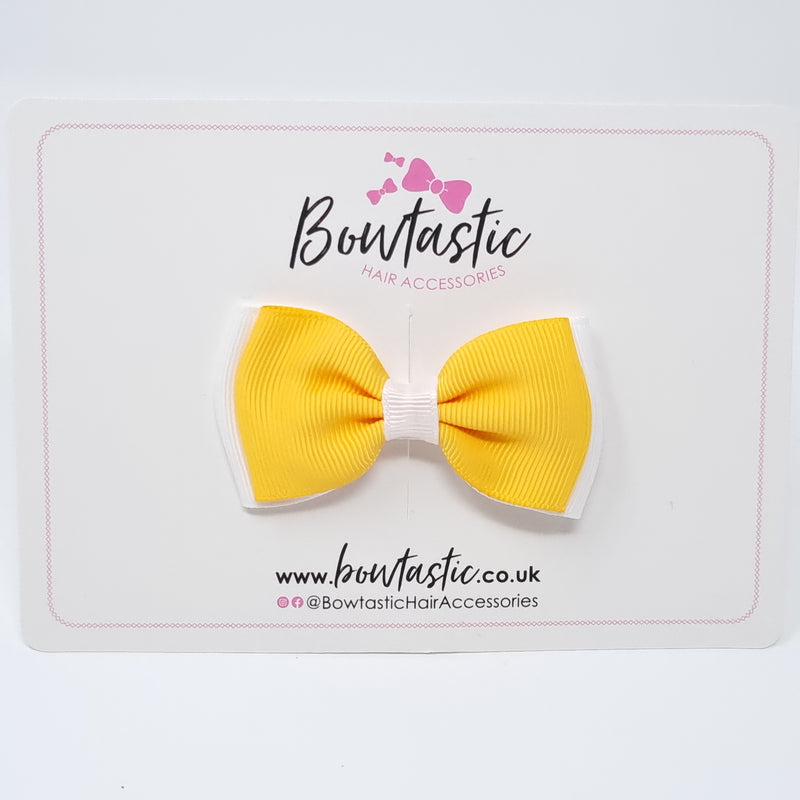 3 Inch Flat Double Bow - Yellow Gold & White