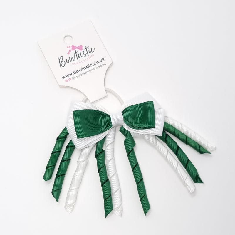 3 Inch Bow Corker Thin Elastic - Forest Green & White
