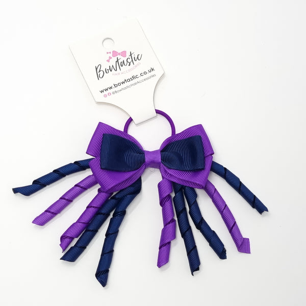 3 Inch Bow Corker Thin Elastic - Purple & Navy