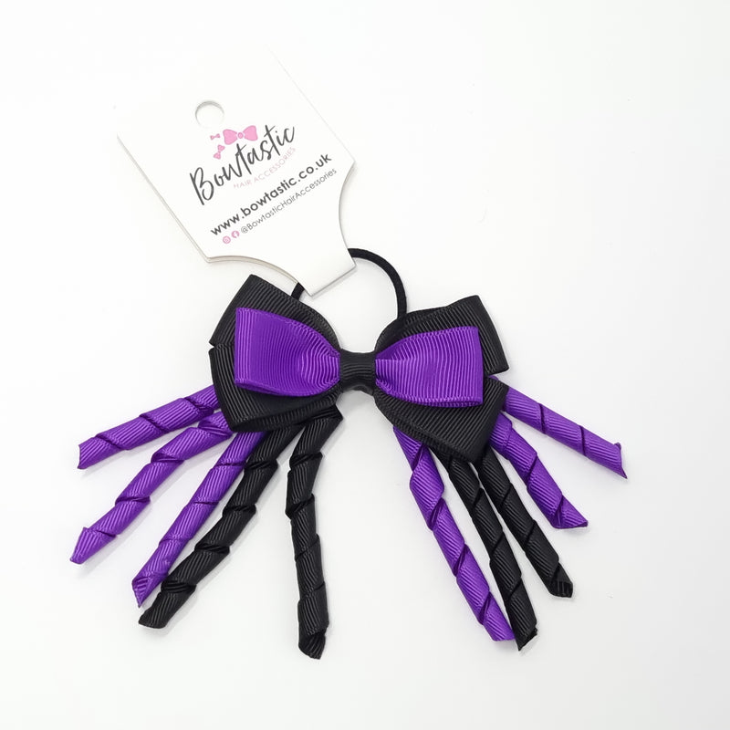 3 Inch Bow Corker Thin Elastic - Purple & Black