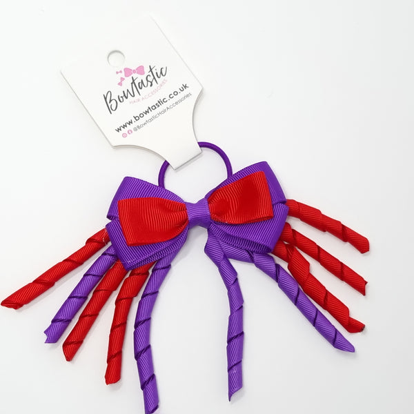 3 Inch Bow Corker Thin Elastic - Purple & Red