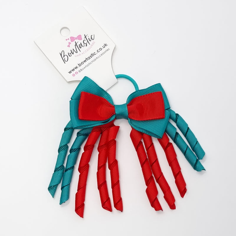 3 Inch Bow Corker Thin Elastic - Red & Jade Green