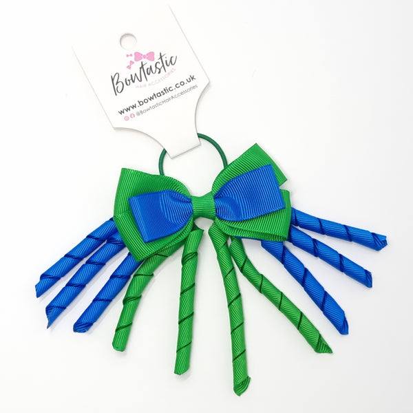 3 Inch Bow Corker Thin Elastic - Royal Blue & Emerald Green