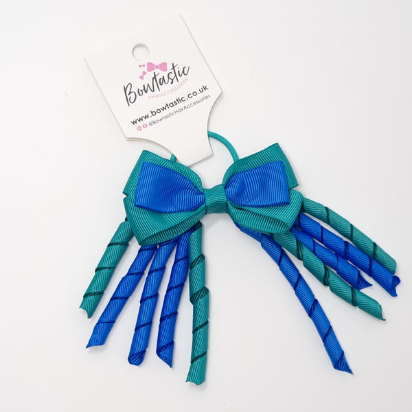 3 Inch Bow Corker Thin Elastic - Royal Blue & Jade Green