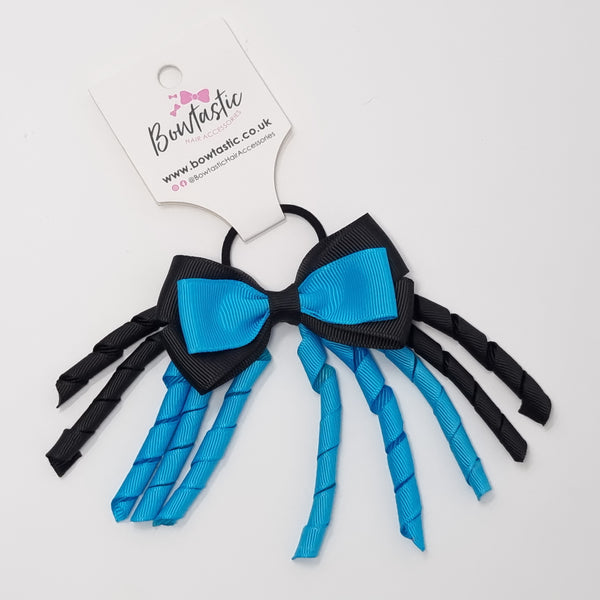 3 Inch Bow Corker Thin Elastic - Turquoise & Black