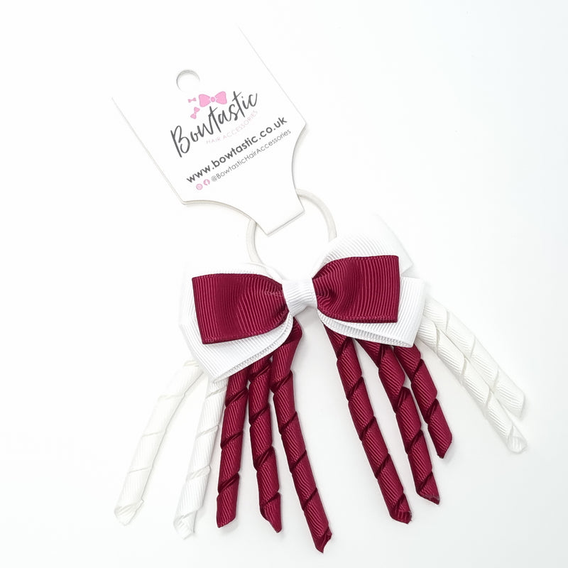 3 Inch Bow Corker Thin Elastic - Wine & White