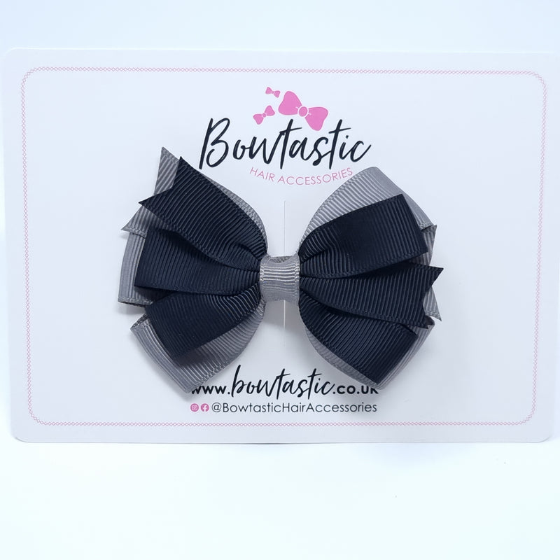 3.25 Inch Flat Bow Style 2 - Black & Metal Grey