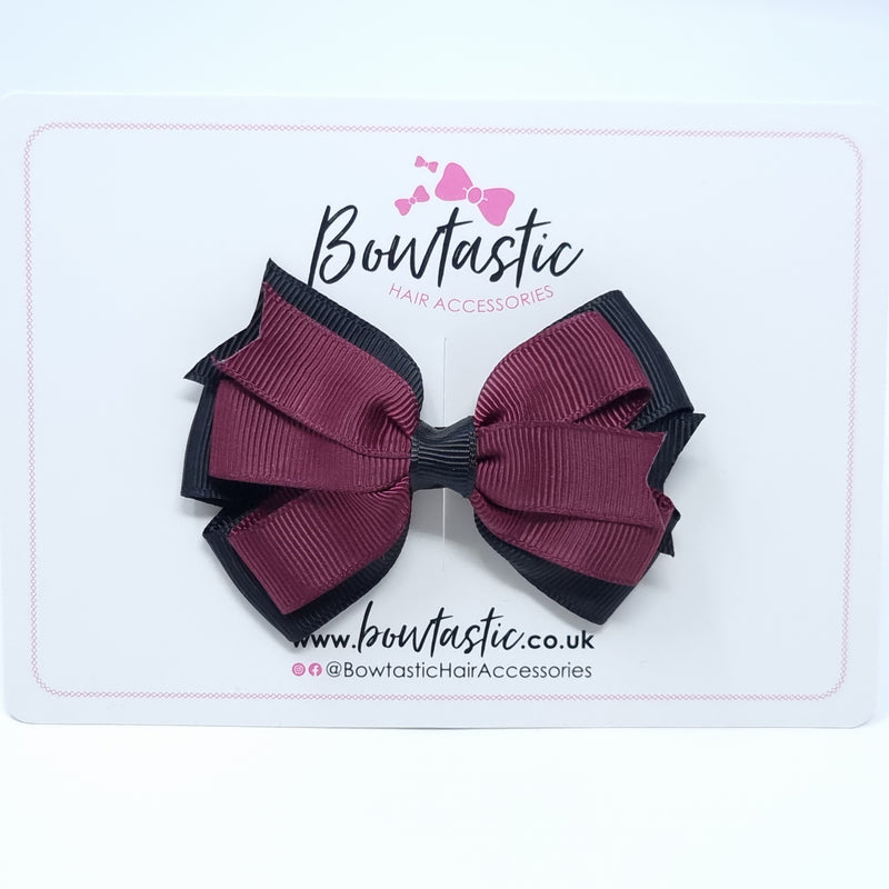 3.25 Inch Flat Bow Style 2 - Burgundy & Black