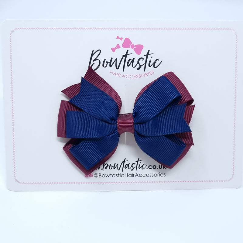 3.25 Inch Flat Bow Style 2 - Burgundy & Navy