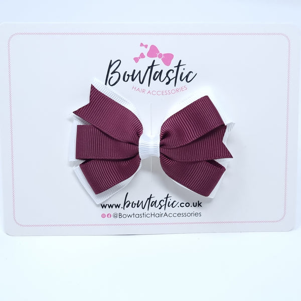 3.25 Inch Flat Bow Style 2 - Burgundy & White