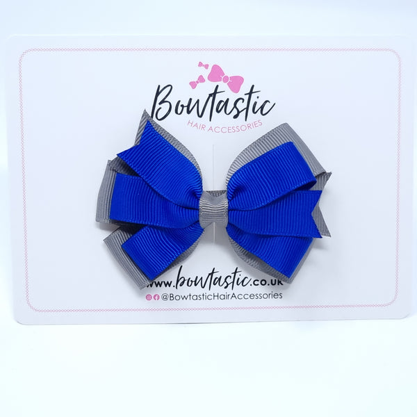 3.25 Inch Flat Bow Style 2 - Cobalt & Metal Grey