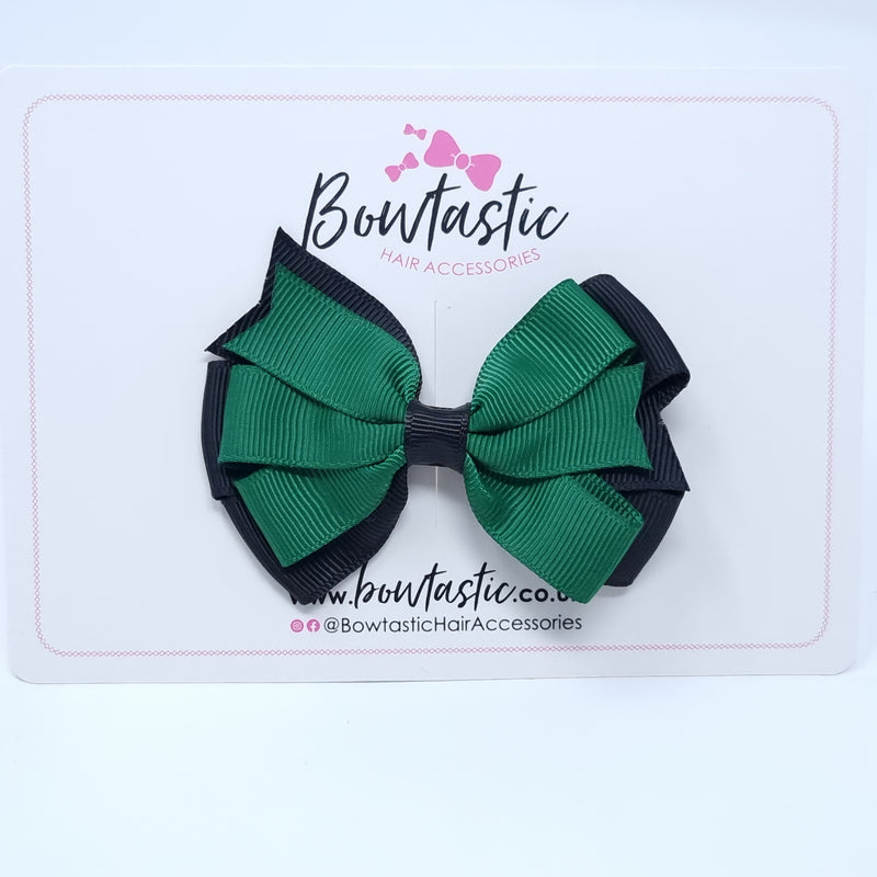 3.25 Inch Flat Bow Style 2 - Forest Green & Black