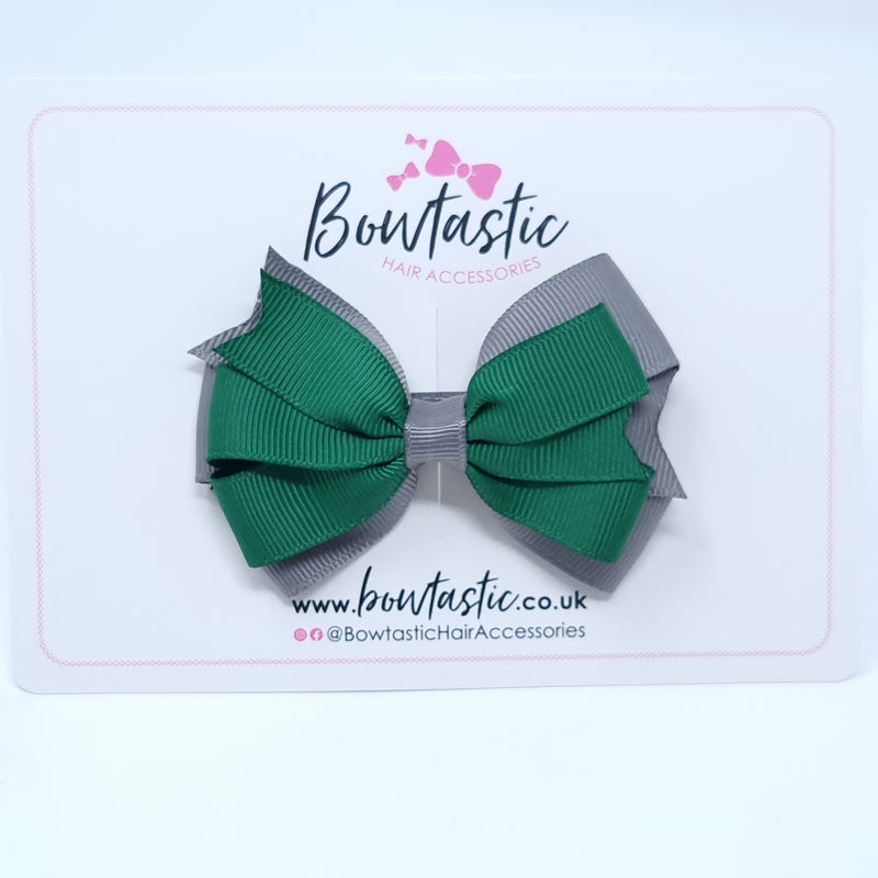 3.25 Inch Flat Bow Style 2 - Forest Green & Metal Grey