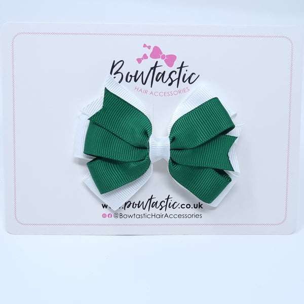 3.25 Inch Flat Bow Style 2 - Forest Green & White