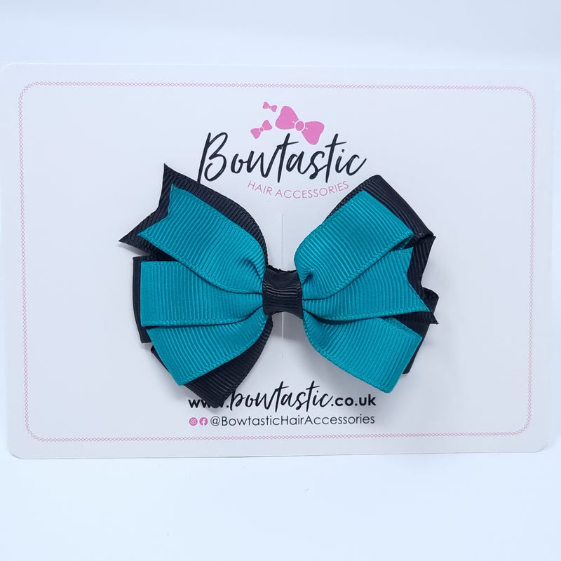 3.25 Inch Flat Bow Style 2 - Jade Green & Black