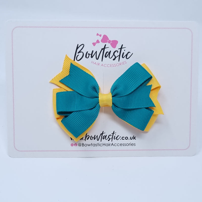 3.25 Inch Flat Bow Style 2 - Jade Green & Yellow Gold