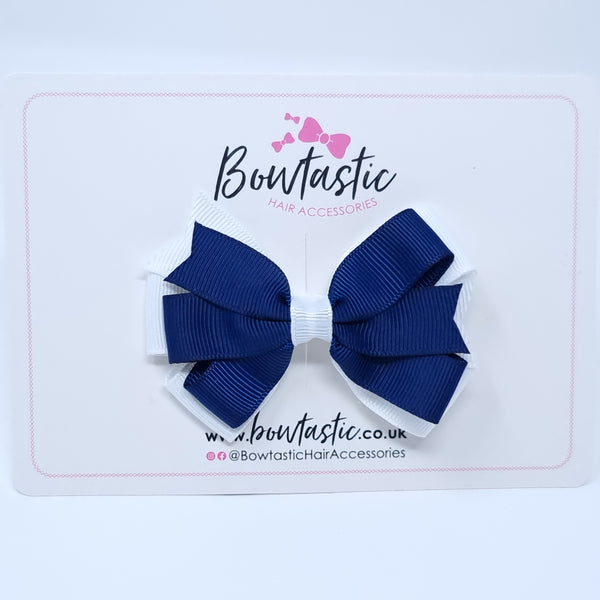 3.25 Inch Flat Bow Style 2 - Navy & White