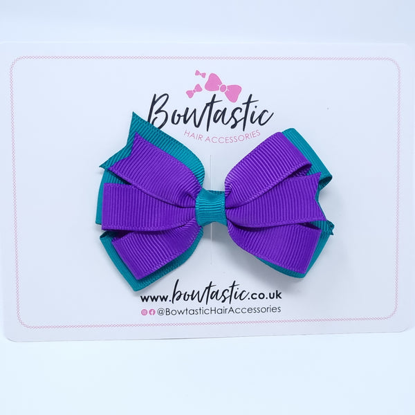 3.25 Inch Flat Bow Style 2 - Purple & Jade Green