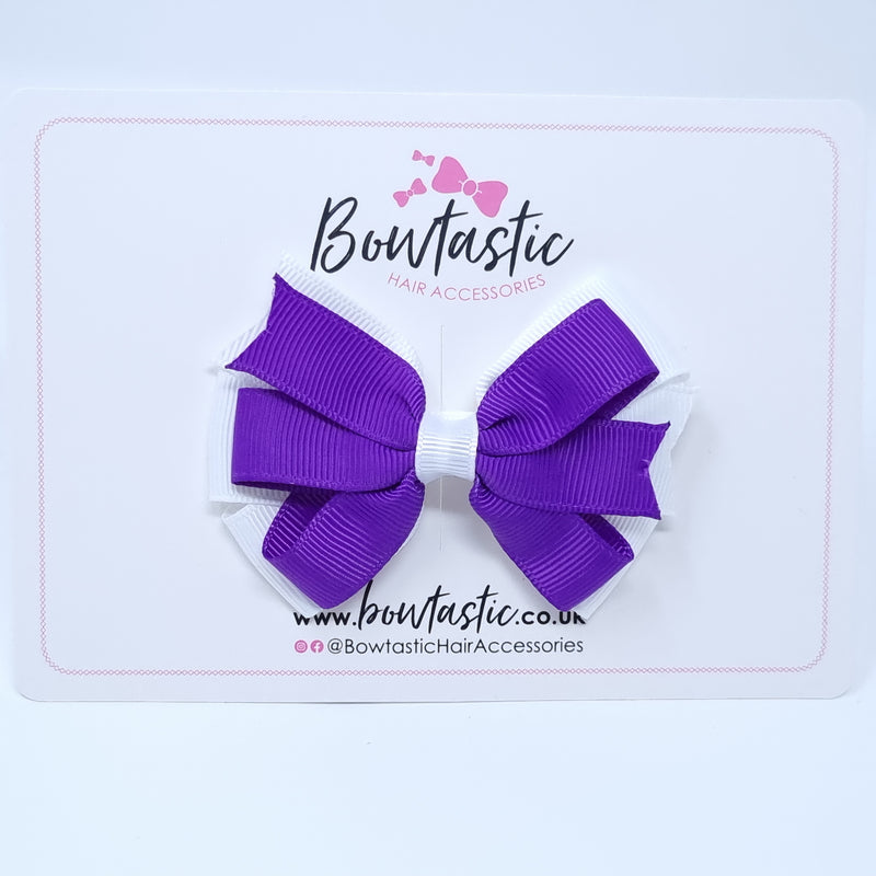 3.25 Inch Flat Bow Style 2 - Purple & White