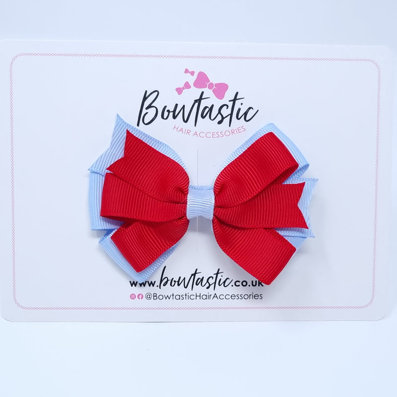 3.25 Inch Flat Bow Style 2 - Red & Bluebell