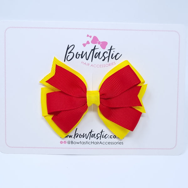 3.25 Inch Flat Bow Style 2 - Red & Daffodil