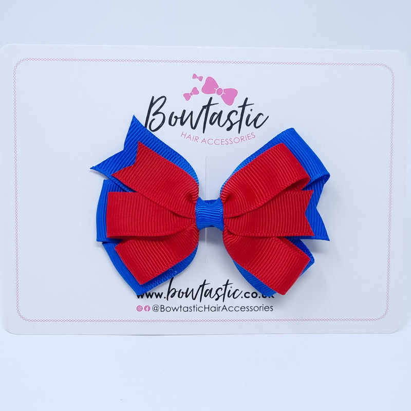 3.25 Inch Flat Bow Style 2 - Royal Blue & Red