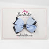 3 Inch Flat 2 Layer Bow - Black & Bluebell