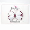 3 Inch Flat 2 Layer Bow - Burgundy & White