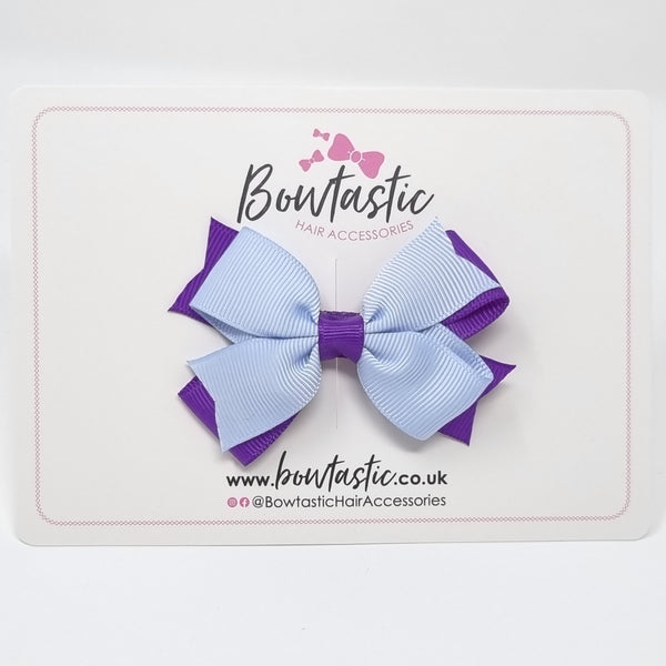 3 Inch Flat 2 Layer Bow - Purple & Bluebell