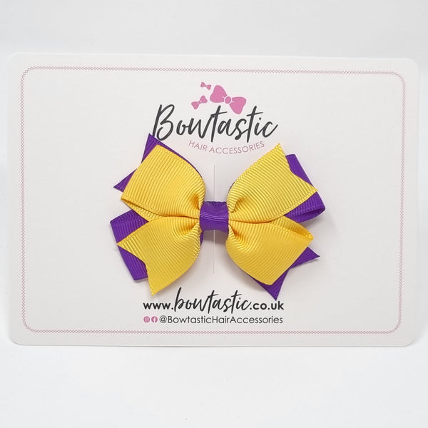 3 Inch Flat 2 Layer Bow - Purple & Yellow Gold