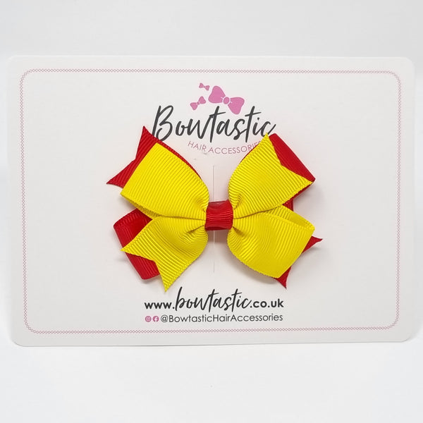 3 Inch Flat 2 Layer Bow - Red & Daffodil