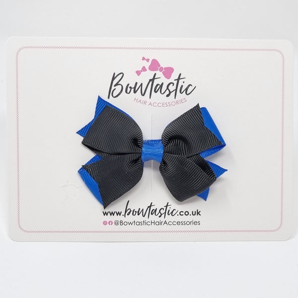 3 Inch Flat 2 Layer Bow - Royal Blue & Black