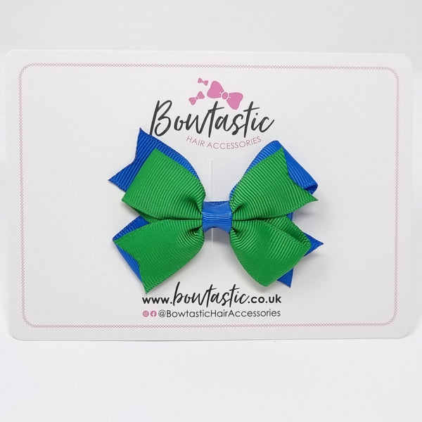 3 Inch 2 Layer Bow - Royal Blue & Emerald Green