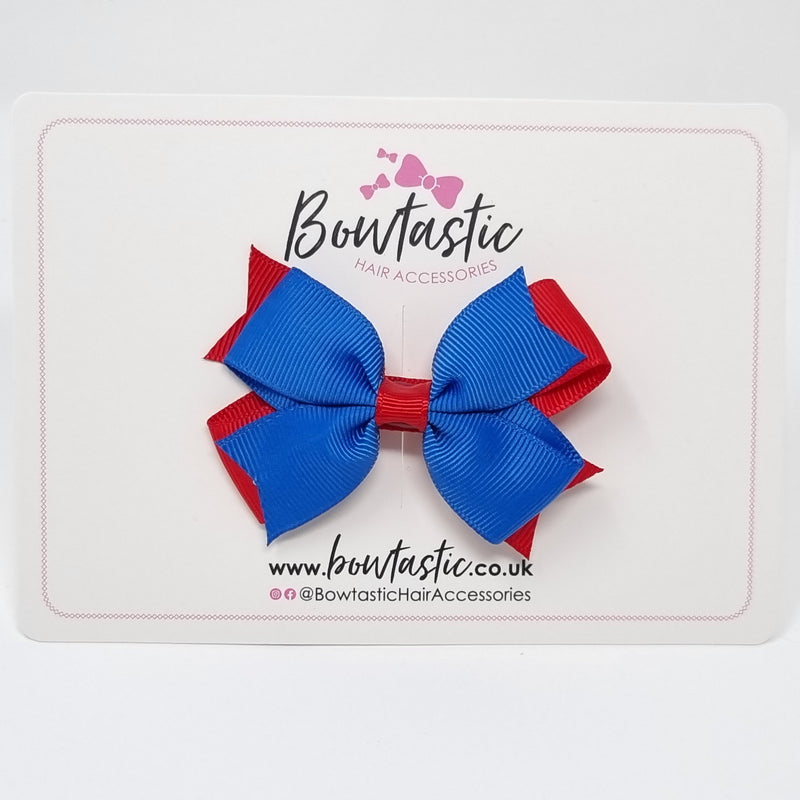 3 Inch 2 Layer Bow - Royal Blue & Red
