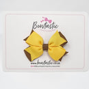 3 Inch Flat 2 Layer Bow - Turftan & Yellow Gold