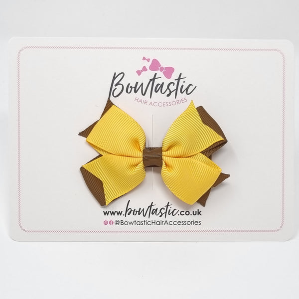 3 Inch 2 Layer Bow - Turftan & Yellow Gold