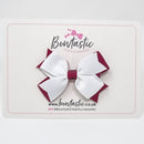 3 Inch Flat 2 Layer Bow - Wine & White